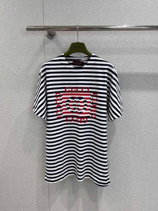 GUCCI 2025 Summer New Striped Letter T-shirt Premium Edition