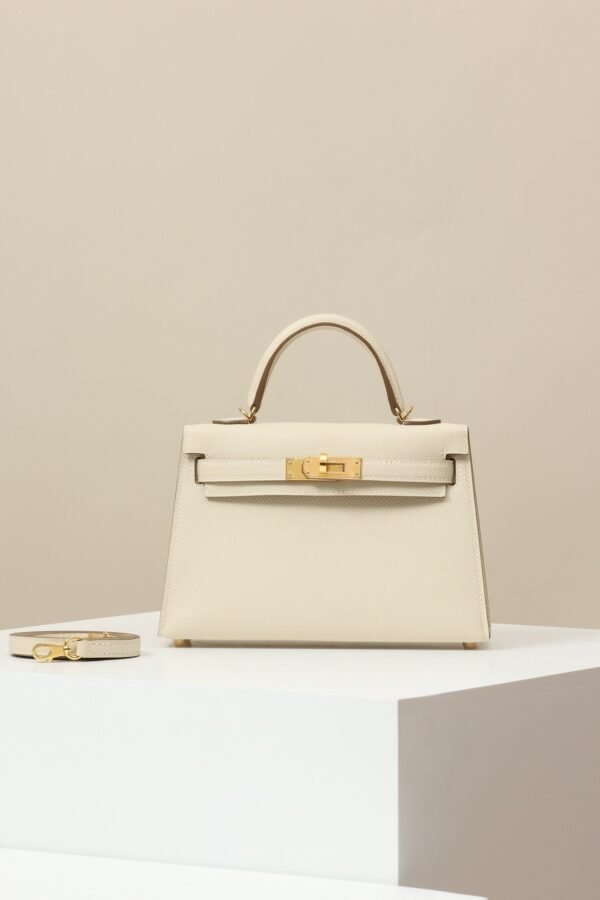 Hermes Kelly bag cream gold mouth advanced version 1:1 official website 19x12x6cm