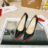 Christian Louboutin Spring and Summer High Heels Patent Leather + Cowhide Material Premium Version Heel Height 8cm-10cm