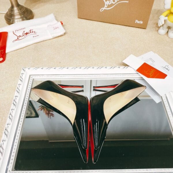 Christian Louboutin Spring and Summer High Heels Patent Leather + Cowhide Material Premium Version Heel Height 8cm-10cm