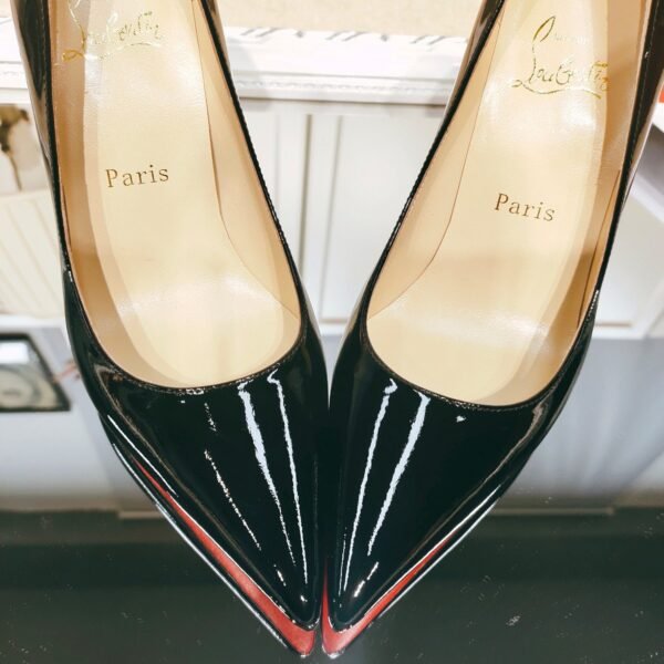 Christian Louboutin Spring and Summer High Heels Patent Leather + Cowhide Material Premium Version Heel Height 8cm-10cm