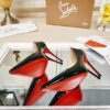 Christian Louboutin Spring and Summer High Heels Patent Leather + Cowhide Material Premium Version Heel Height 8cm-10cm