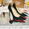 Christian Louboutin Spring and Summer High Heels Patent Leather + Cowhide Material Premium Version Heel Height 8cm-10cm