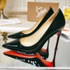 Christian Louboutin Spring and Summer High Heels Patent Leather + Cowhide Material Premium Version Heel Height 8cm-10cm
