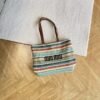 MIUMIU new straw bag striped stitching