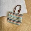 MIUMIU new straw bag striped stitching