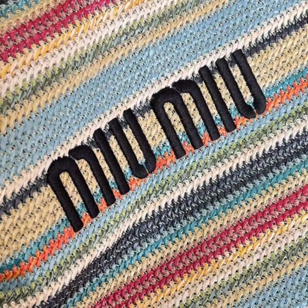 MIUMIU new straw bag striped stitching