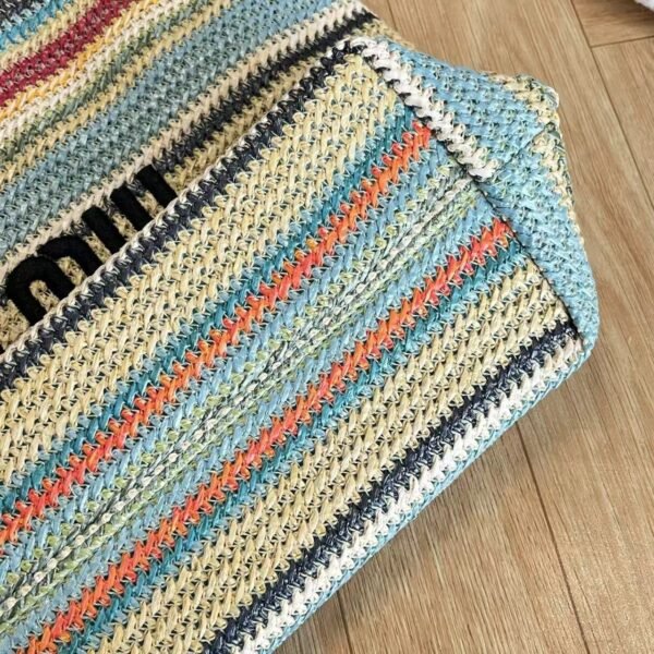 MIUMIU new straw bag striped stitching