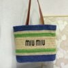 MIUMIU new straw bag striped stitching
