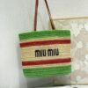 MIUMIU new straw bag striped stitching