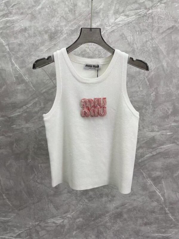 miumiu new style heavy diamond knitted vest