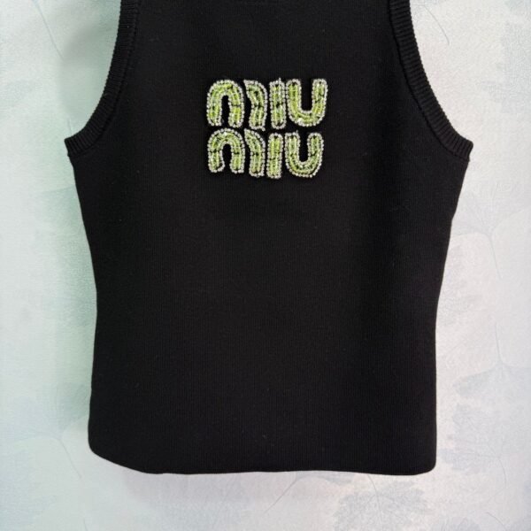miumiu new style heavy diamond knitted vest