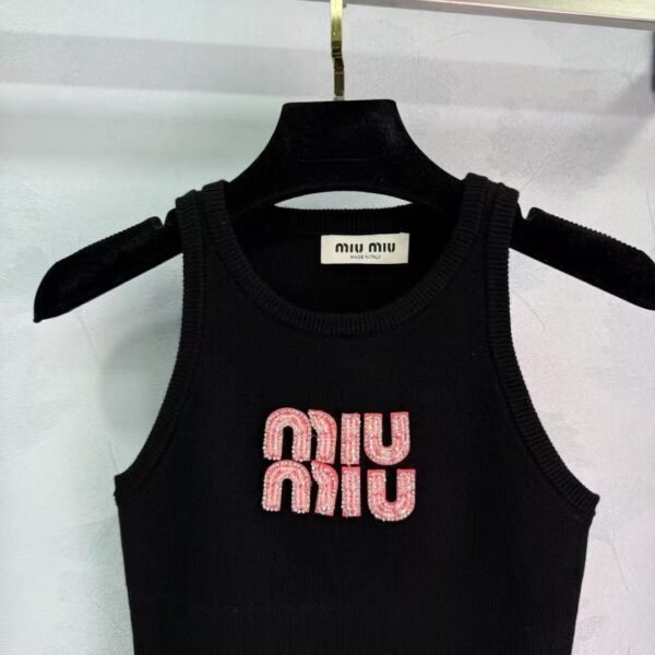 miumiu new style heavy diamond knitted vest