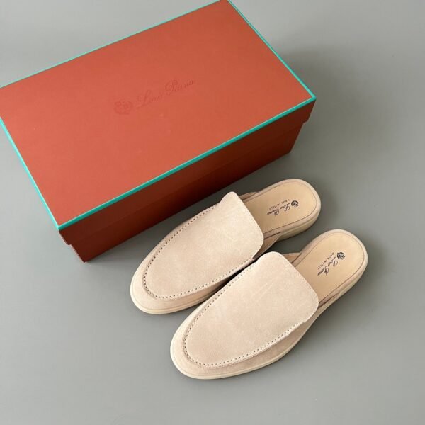 Loro Piana men’s round toe low-top half-slippers high-quality