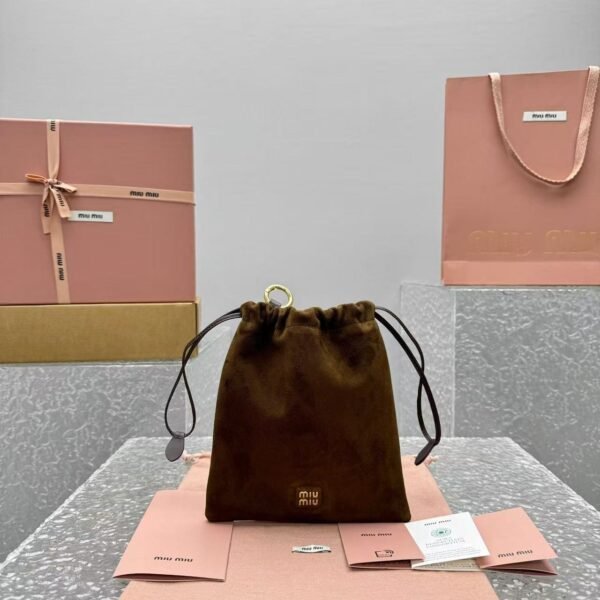 miumiu autumn and winter frosted series mini drawstring bag can be used as a bag pendant Premium quality Size: 18x20cm