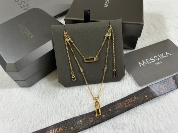 MESSIKA Double-layer single diamond sliding polished necklace