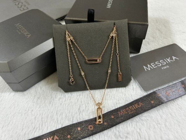 MESSIKA Double-layer single diamond sliding polished necklace