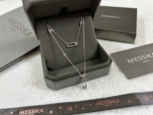 MESSIKA Double-layer single diamond sliding polished necklace