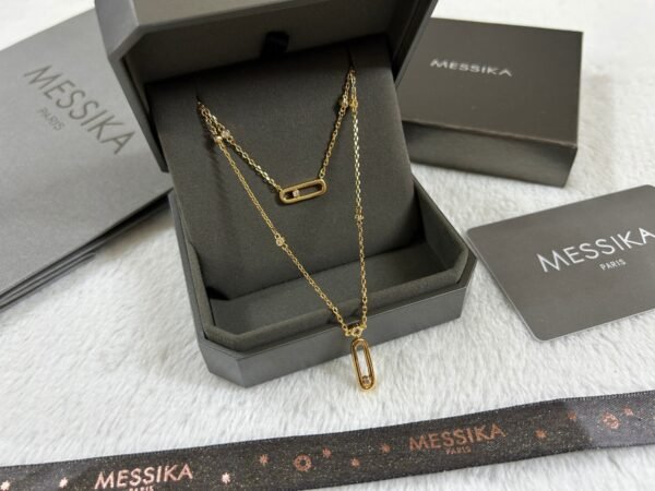 MESSIKA Double-layer single diamond sliding polished necklace