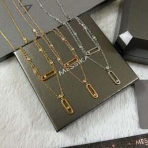 MESSIKA Double-layer single diamond sliding polished necklace