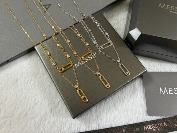 MESSIKA Double-layer single diamond sliding polished necklace