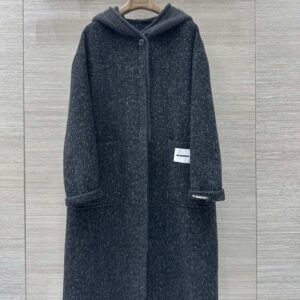 JIL SANDER patchwork design knitted hoodie long coat premium version