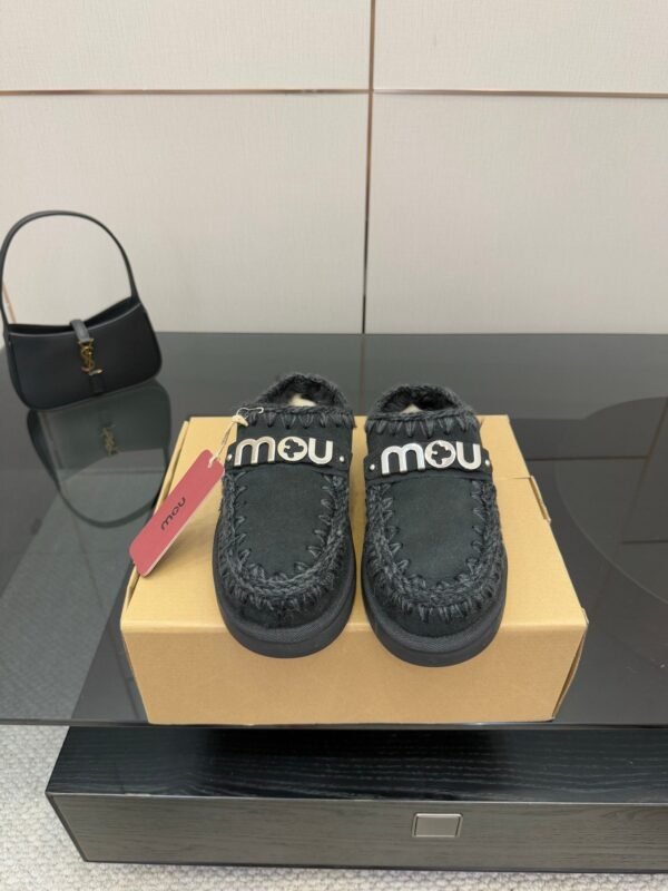 MOU New autumn and winter Jinkou thick-soled wool slippers with wool lining