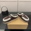MOU New autumn and winter Jinkou thick-soled wool slippers with wool lining