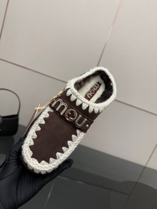 MOU New autumn and winter Jinkou thick-soled wool slippers with wool lining