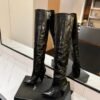 YSL Latest wrinkled pointed-toe high-heeled boots made of genuine leather