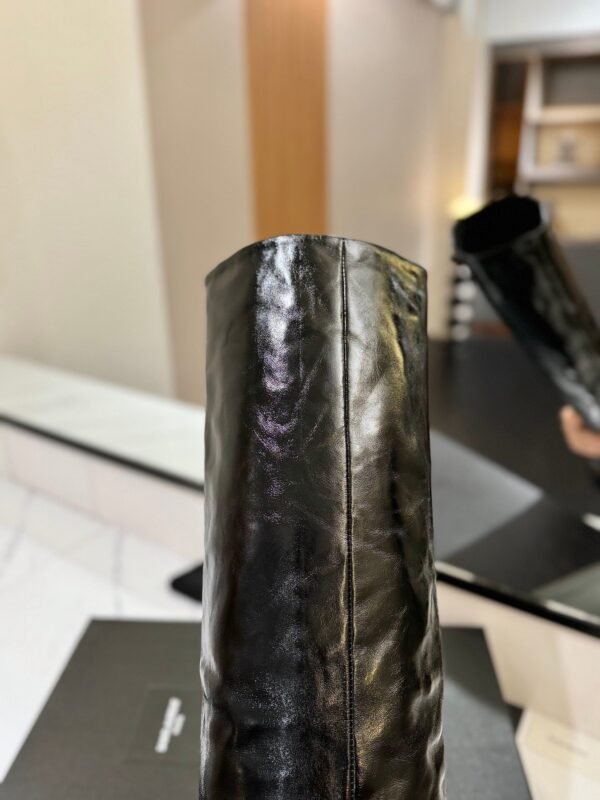 YSL Latest wrinkled pointed-toe high-heeled boots made of genuine leather