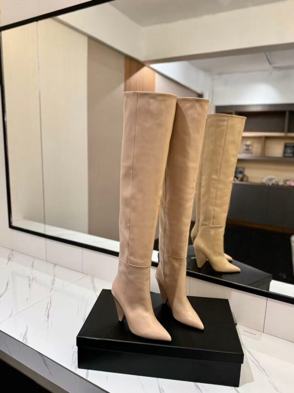 YSL Latest wrinkled pointed-toe high-heeled boots made of genuine leather
