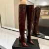 YSL Latest wrinkled pointed-toe high-heeled boots made of genuine leather