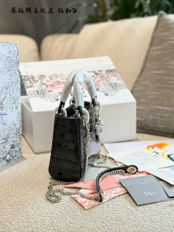 Dior handbag with crocodile leather texture