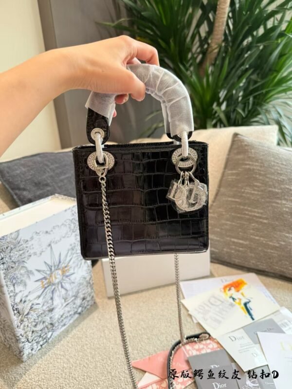 Dior handbag with crocodile leather texture