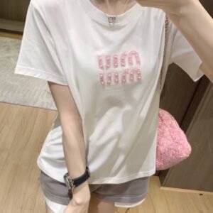 miumiu 2025 summer new embroidered T-shirt