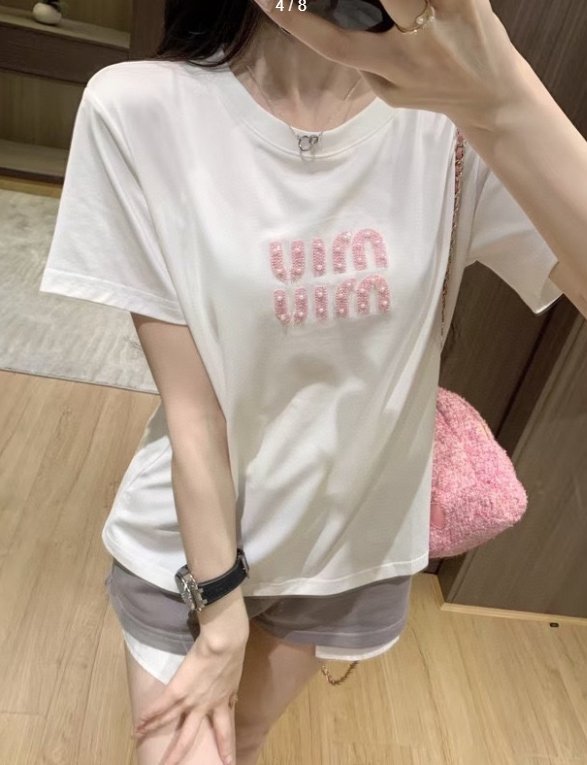 miumiu 2025 summer new embroidered T-shirt