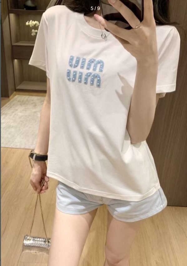 miumiu 2025 summer new embroidered T-shirt